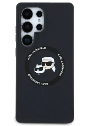 Karl Lagerfiel Samsung S25 ultra double heads silikonins dėklas, juodas, 1 nuotrauka