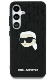 Karl Lagerfiel Samsung S25 monogram head silikonins dėklas, juodas, 1 nuotrauka