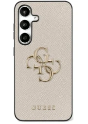 Guess Samsung Galaxy S25 Ultra Grained Big 4G Logo dėklas pilkas, nuotrauka 1