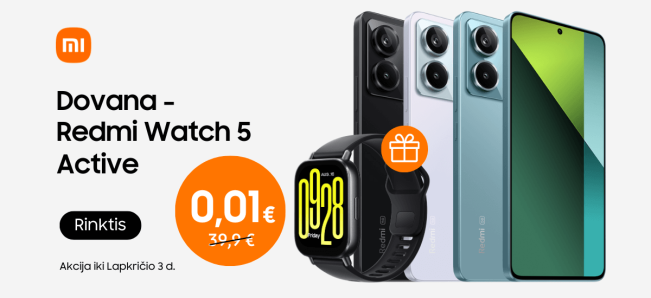 Xiaomi telefonas su dovana - Xiaomi Watch  5 Active, Mobili prekyba