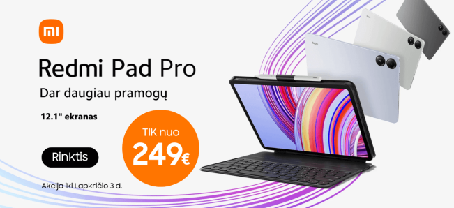 Xiaomi Redmi Pad Pro planšetė nuo 249 Eur, Mobili prekyba