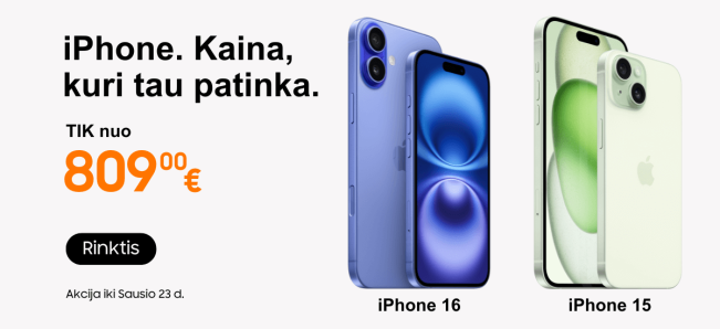 Apple iPhone 15 ir iPhone 16 akcija, Mobili prekyba