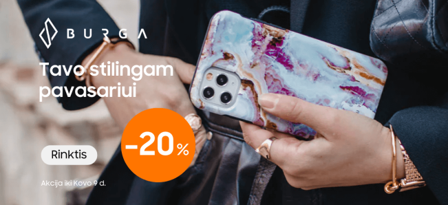 Akcija Burga dėklams, 20% nuolaida, Mobili prekyba