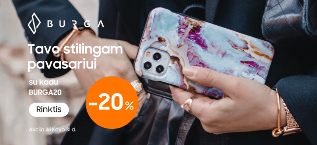 Akcija Burga dėklams, 20% nuolaida, Mobili prekyba