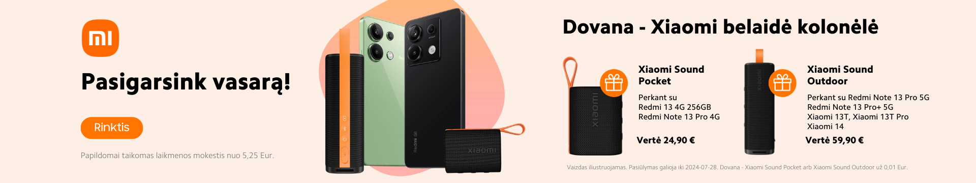 Perkant Xiaomi - dovana Xiaomi Sound Pocket arba Sound Outdoor, Mobili prekyba