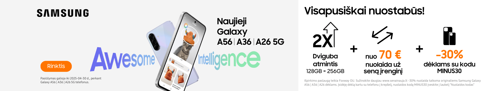 Samsung Galaxy A56 A36 A26 akcija, Mobili prekyba