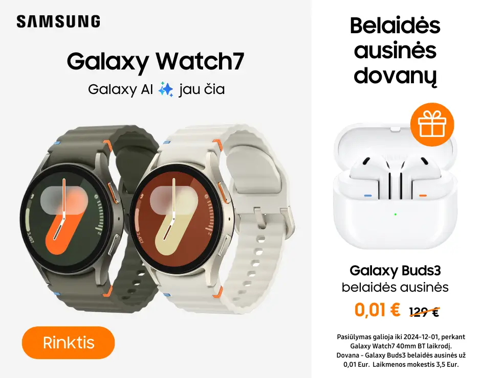 Samsung Galaxy Watch7 dovana. Mobili prekyba