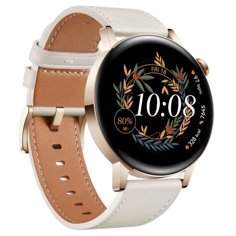 Huawei Watch GT3 42mm White leatherl_priekis_ 30_kaire