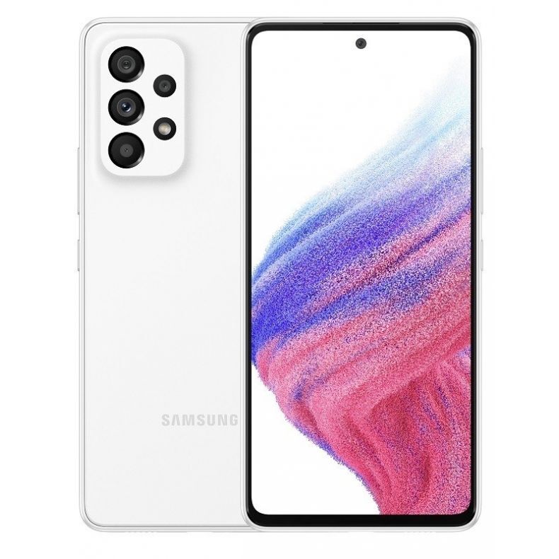 Samsung A53 5G balta spalva ekranas ir nugarele