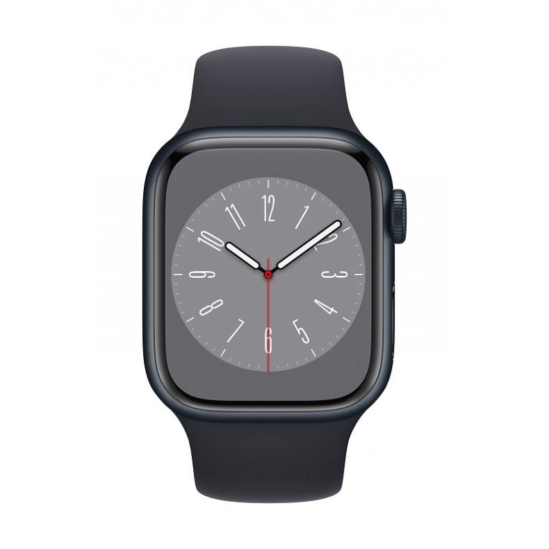  Apple_Watch_Series_8_Cellular_41mm_Midnight_Aluminum_Midnight_Sport_Band_Pure_Front_Screen