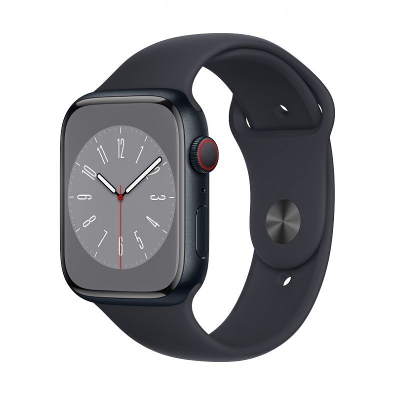 Apple_Watch_Series_8_Cellular_45mm_Midnight_Aluminum_Midnight_Sport_Band_34FR_Screen