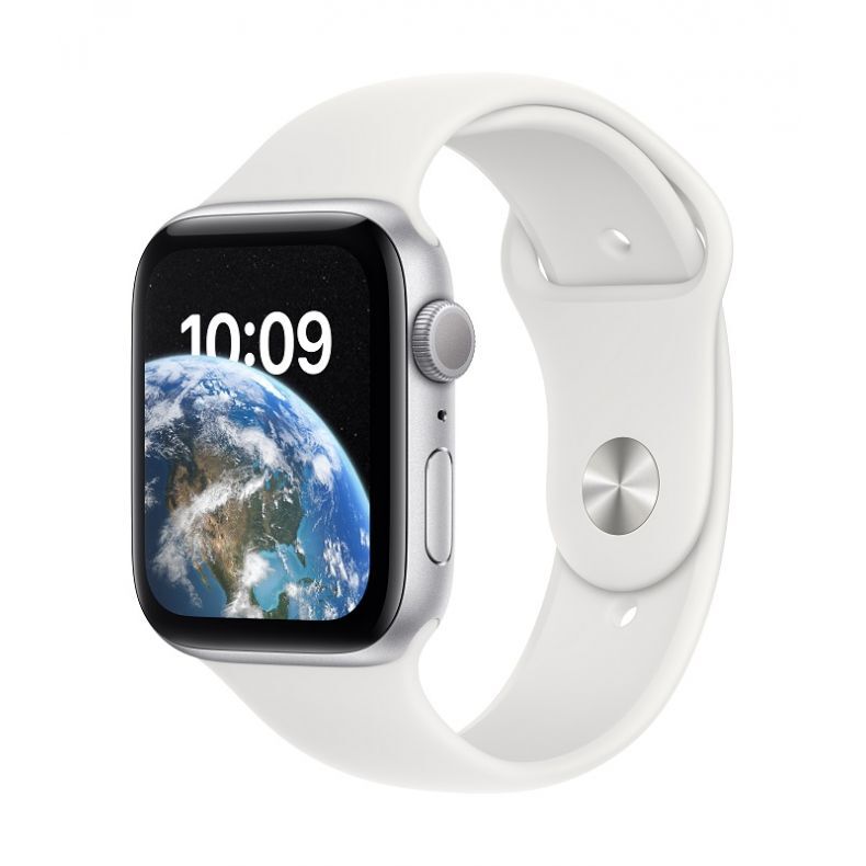 Apple_Watch_SE_GPS_44mm_Silver_Aluminum_White_Sport_Band_34FR_Screen