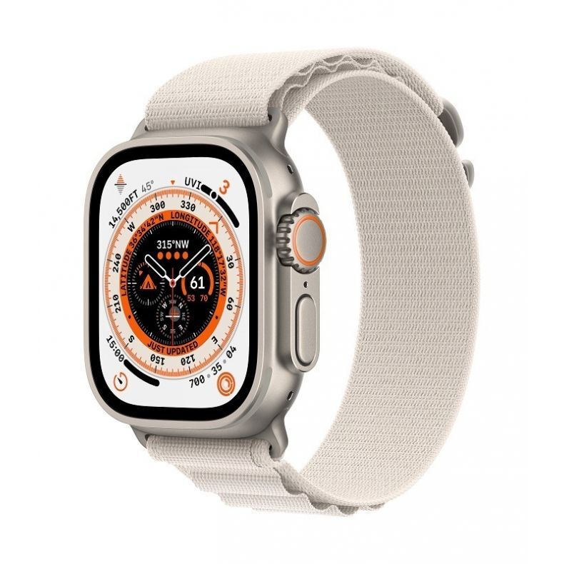 Apple_Watch_Ultra_Cellular_49mm_Titanium_Starlight_Alpine_Loop_34FR_Screen__USEN