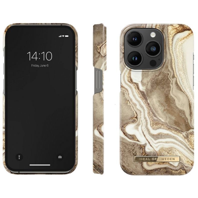 IDEAL OF SWEDEN dėklas iPhone 14 Pro Golden Sand Marble