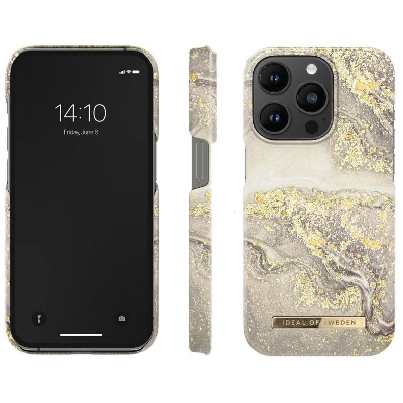 IDEAL OF SWEDEN dėklas iPhone 14 Pro Sparkle Greige Marble 