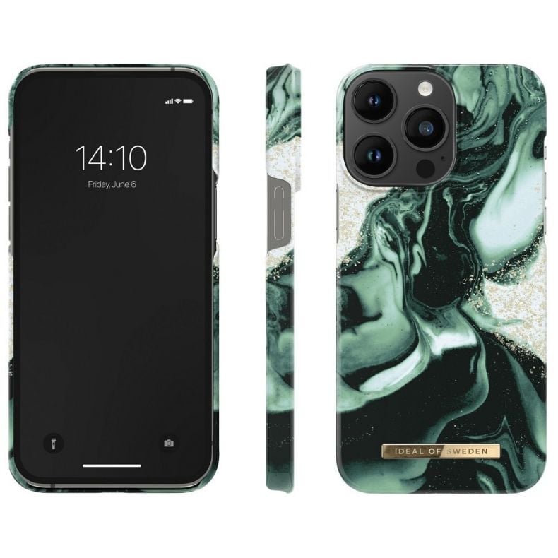 IDEAL OF SWEDEN dėklas iPhone 14 Pro Max Golden Jade Marble