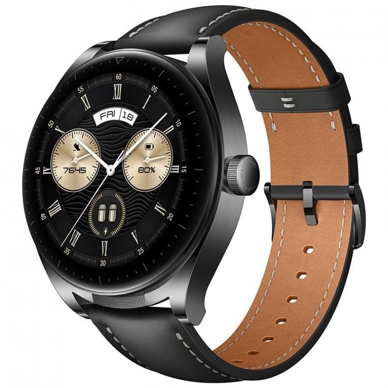 Huawei Watch Buds juodos spalvos ekranas is sono su mygtuku