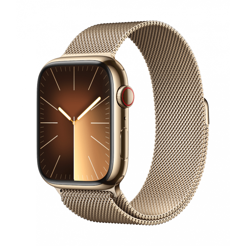 APPLE Watch Series 9 GPS + Cellular 45mm Gold Stainless Steel Case with Gold Milanese Loop