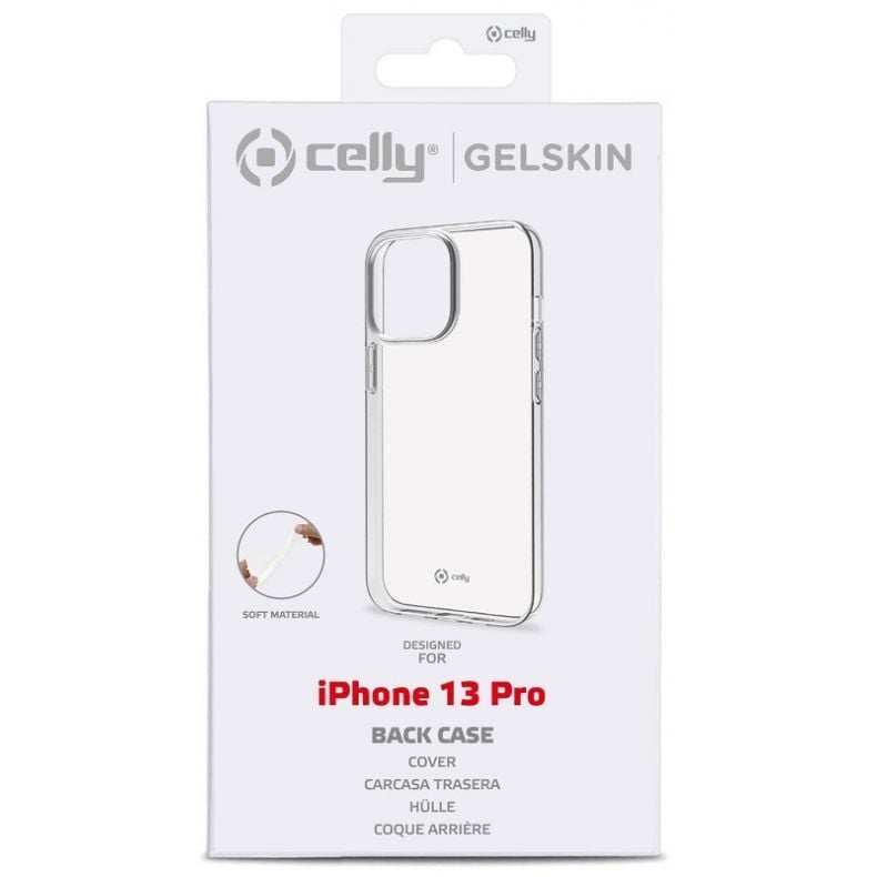 CELLY iPhone 13 Pro silikoninis dėklas skaidrus pakuotė