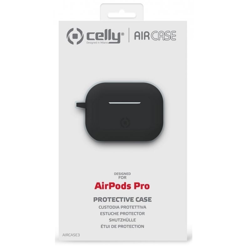 Celly bevielių ausinių Airpods Pro apsauginis silikoninis dėklas Black (juodas), 1 nuotrauka