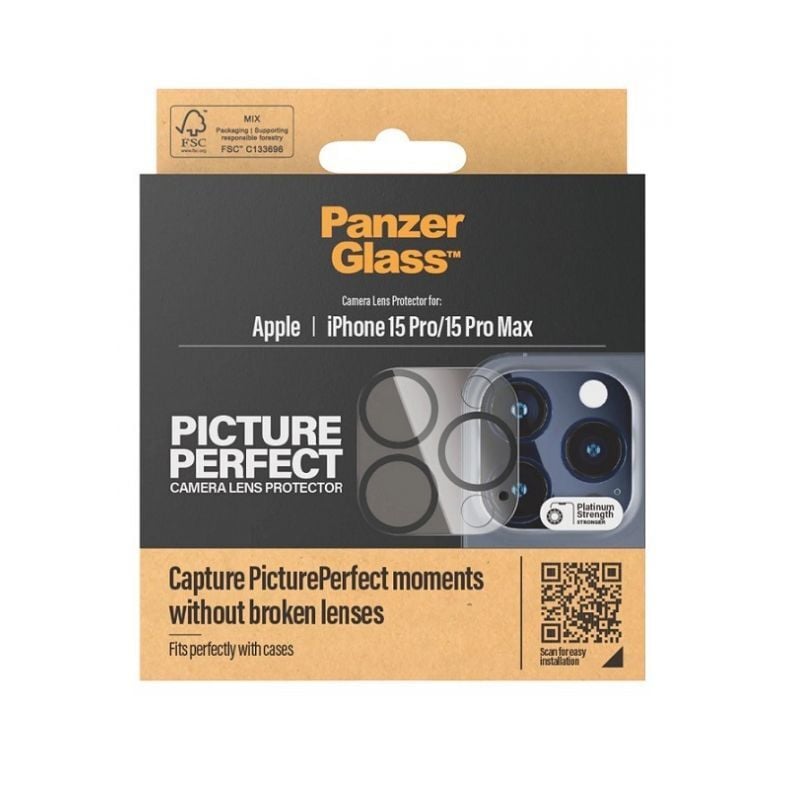 PANZERGLASS grūdintas apsauginis kameros stikliukas iPhone 15 Pro | 15 Pro Max