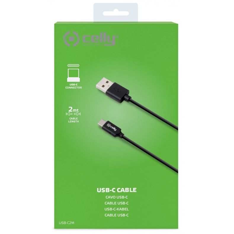 CELLY USB-A -> USB-C laidas 2m