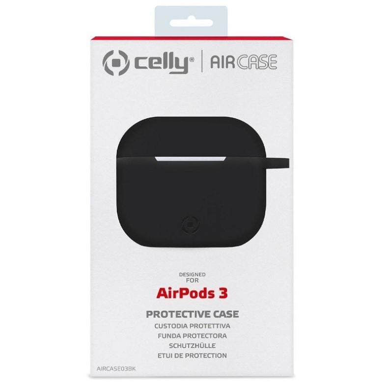 Celly Airpods 3-ios kartos apsauginis silikoninis dėklas Black (juodas), 1 nuotrauka