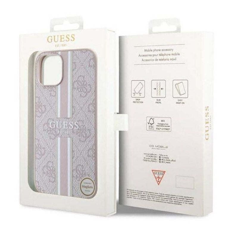 GUESS MagSafe dėklas iPhone 14 rausvas