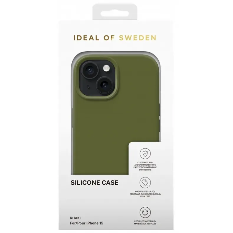 iDeal of Sweden silikoninis dėklas iPhone 15 haki, 3 nuotrauka