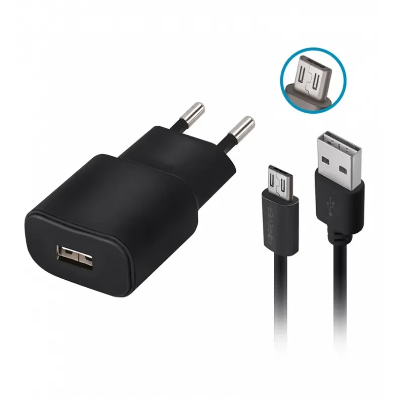 Tinklo įkroviklis su micro USB laidu 10W - Forever, 1 nuotrauka