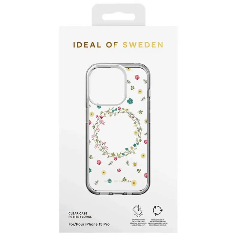 iDeal of Sweden iPhone 15 Pro clear dėklas - Petite Floral, 4 nuotrauka