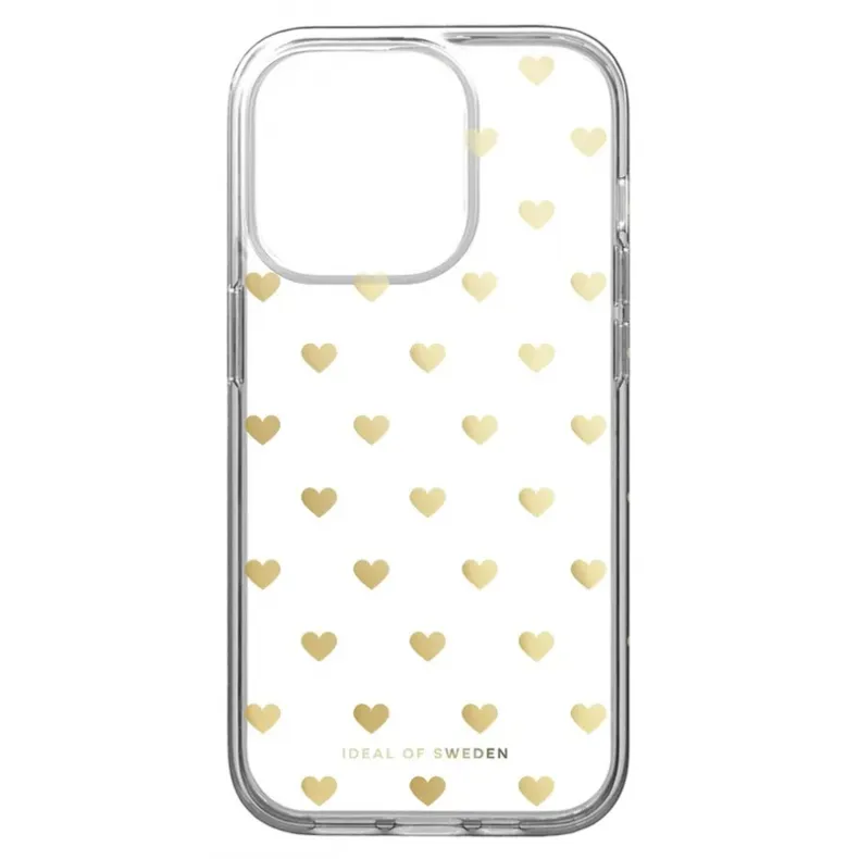 iDeal of Sweden iPhone 14 Pro clear dėklas - Golden Hearts, 1 nuotrauka