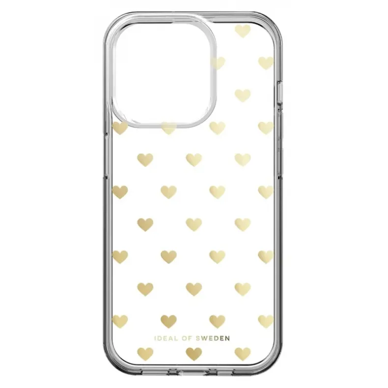 iDeal of Sweden iPhone 15 Pro clear dėklas - Golden Hearts, 1 nuotrauka