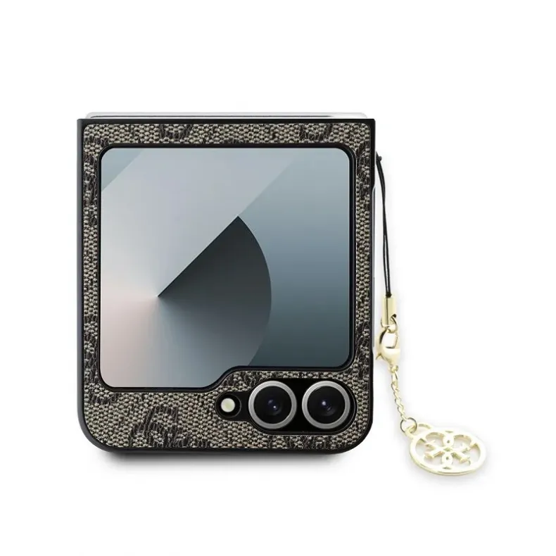 Guess Samsung Galaxy Flip6 Charm dėklas, rudas, 3 nuotrauka.