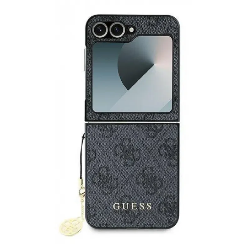 Guess Samsung Galaxy Flip6 Charm dėklas, juodas, 1 nuotrauka