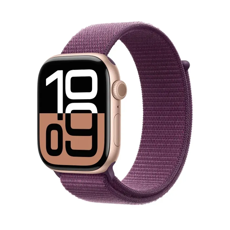 Apple Watch Series 10 GPS 46 mm Rose Gold Aluminium Case išmanusis laikrodis, Plum Sport Loop, 1