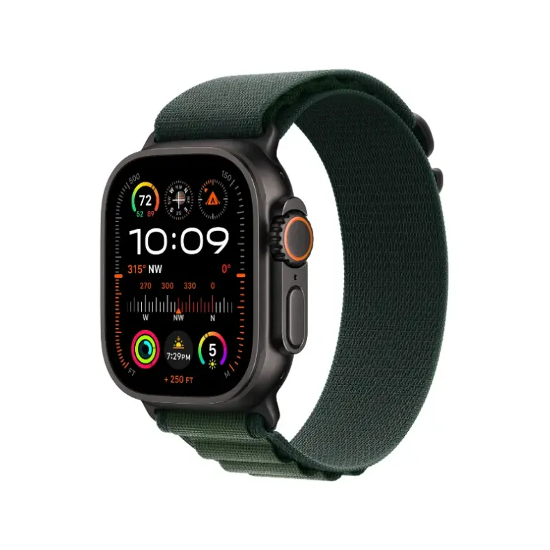 Apple Watch Ultra 2 49mm Cellular eSim Black Titanium Dark Green Alpine loop, 1 nuotrauka