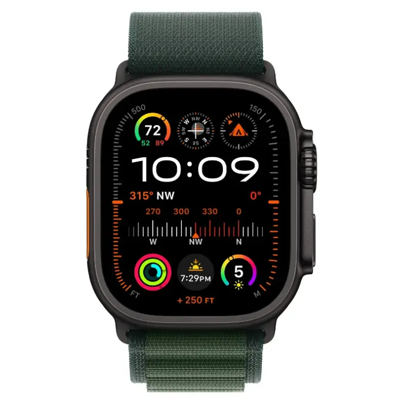 Apple Watch Ultra 2 49mm Cellular eSim Black Titanium Dark Green Alpine loop, 2 nuotrauka