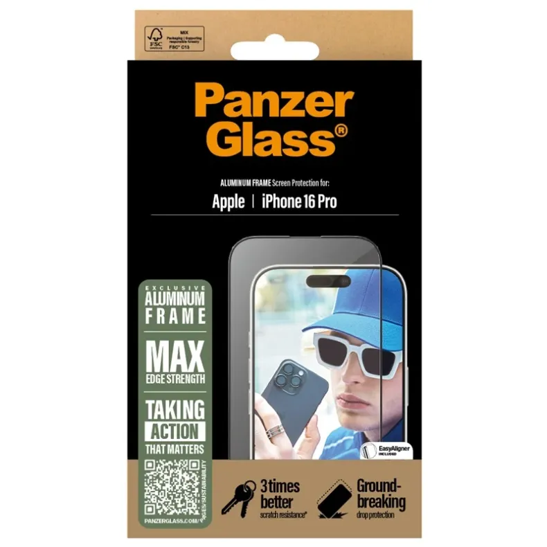 Panzerglass iPhone 16 Pro Aluminum frame stikliukas - 1 nuotrauka