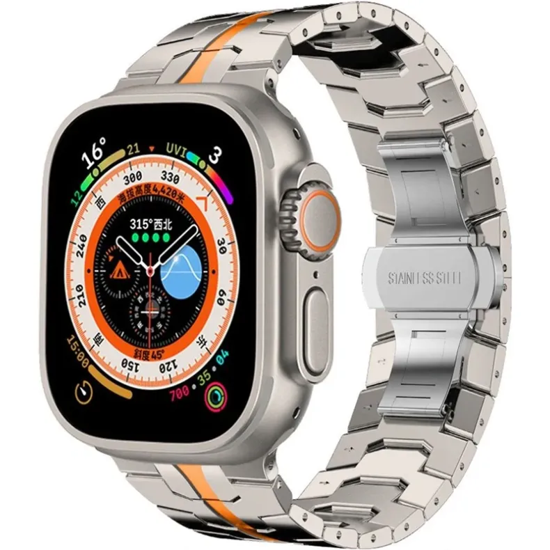 Techprotect Apple Watch 42  44  45  49 mm stainless line dirzelis, titano-oranzine, 1 nuotrauka