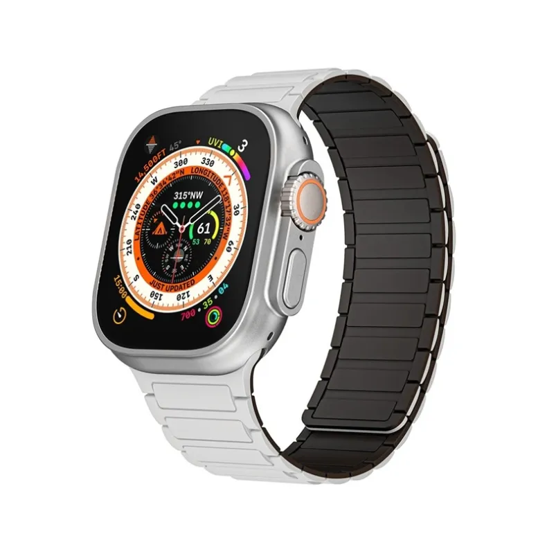 Apple Watch 38 40 41 mm silikoninis dirželis, balta juoda, 2 nuotrauka