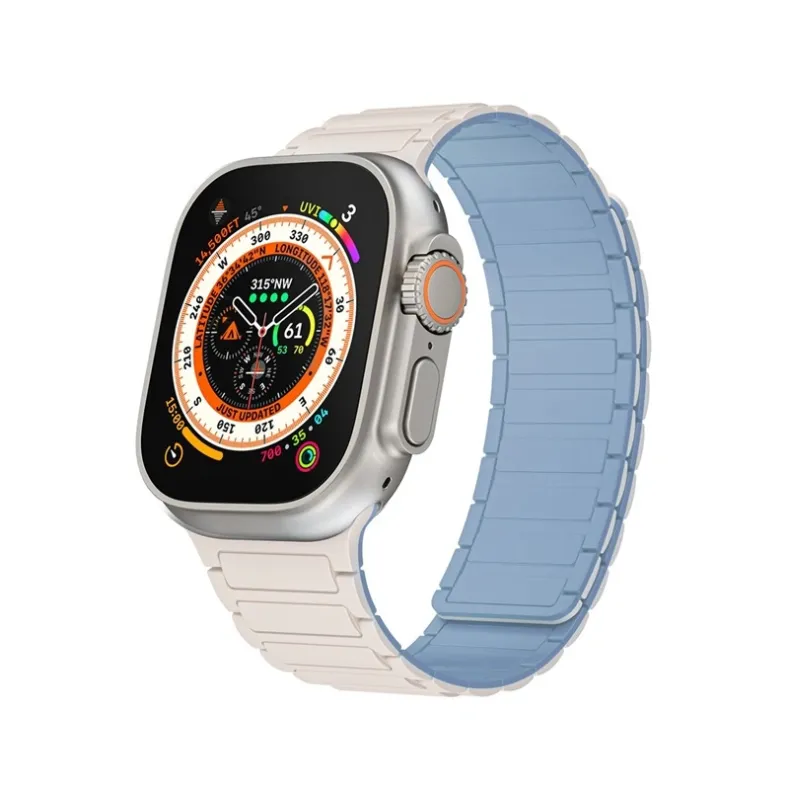 Apple Watch 42 44 45 49 mm silikoninis dirželis, pilka mėlyna, 2 nuotrauka