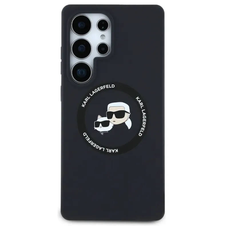 Karl Lagerfiel Samsung S25 ultra double heads silikonins dėklas, juodas, 1 nuotrauka