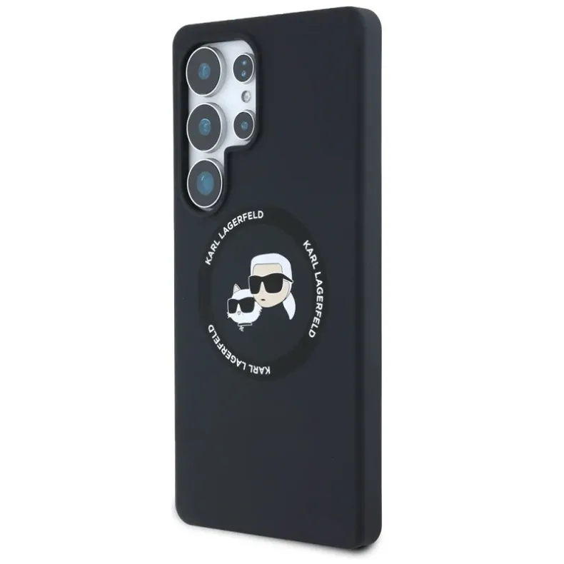  Karl Lagerfiel Samsung S25 ultra double heads silikonins dėklas, juodas, 2 nuotrauka