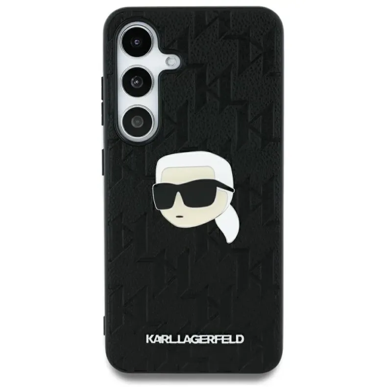 Karl Lagerfiel Samsung S25 monogram head silikonins dėklas, juodas, 1 nuotrauka