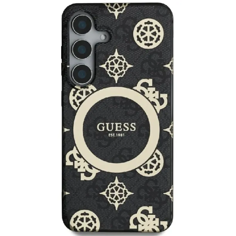 Guess Samsung Galaxy S25 Ultra Peony MagSafe juodas dėklas, nuotrauka 1