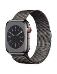 Apple_Watch_Series_8_Cellular_45mm_Graphite_Stainless_Steel_Graphite_Milanese_Loop_34FR_Screen