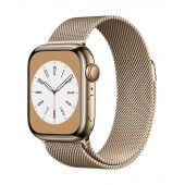 Apple_Watch_Series_8_Cellular_41mm_Gold_Stainless_Steel_Gold_Milanese_Loop_34FR_Screen