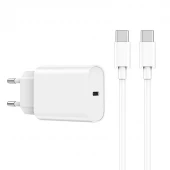 Tinklo įkroviklis su USB-C laidu 20W - Wiwu Wi-U001, baltas, 1 nuotrauka