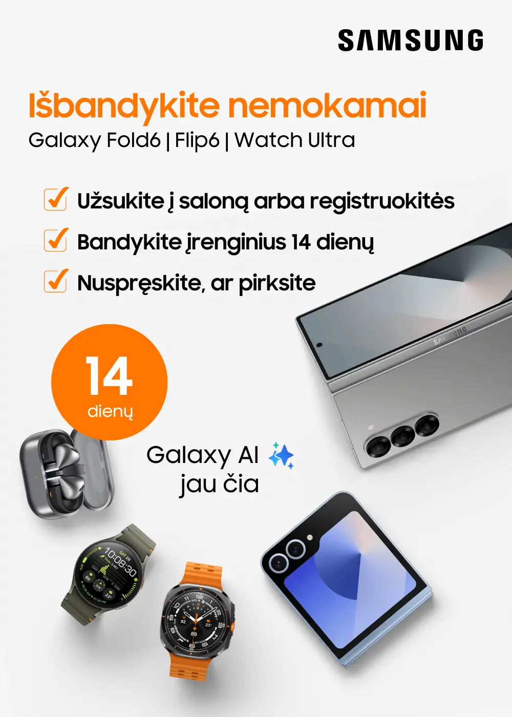 Samsung Galaxy Fold6, Flip6 išbandykite nemokamai, Mobili prekyba